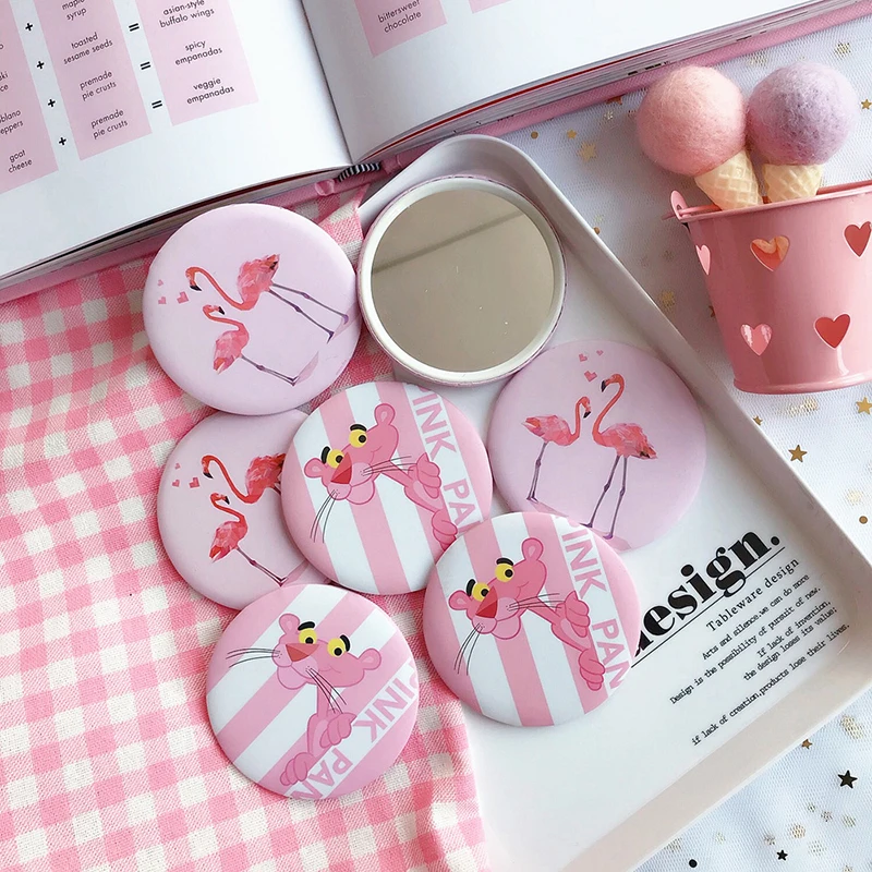 

12Pcs/lot Mini Portable Cute Cartoon Hand Round Mirror Pocket Cosmetic Mirror Makeup Mirrors Beauty Tool