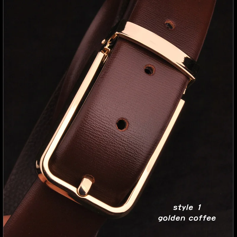Мужские классические модные деловые ремни, ремень из натуральной кожи, высокое качество, ремень с пряжкой, Роскошный дизайнерский мужской ремень для мужчин - Цвет: style1 golden coffee