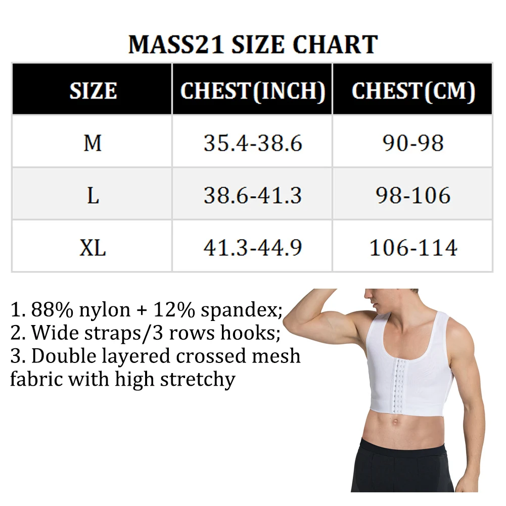 MASS21, мужское Корректирующее белье, контроль ГИНЕКОМАСТИИ, формирователь тела, жилет, топы, сексуальные мужские корректоры осанки, компрессионная рубашка, грудь, тренировочный корсет