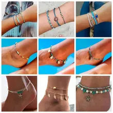 19 видов стилей многослойные, в стиле бохо, черепаха, ракушка, бусины, ножные браслеты, Летняя Вечеринка, босиком, браслет под сандалии, винтажный пляжный браслет