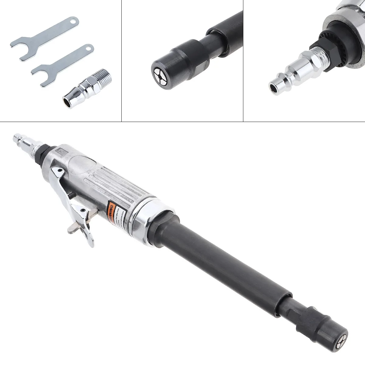 

1/4" 25000RPM Extended Straight Shank Pneumatic Grinding Machine with Bayonet Quick Connector Disassembly Wrench for Grinding