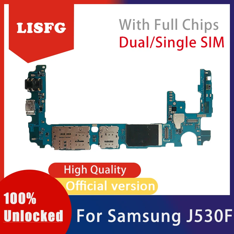 

Replacement 100% Unlocked Dual SIM/Single SIM Card Logic Main Board For Samsung Galaxy J5 J530F Motherboard With Android System
