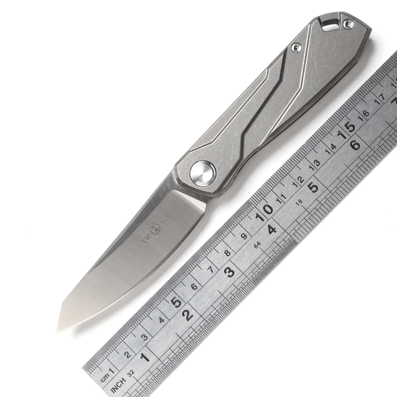 Два солнца TS07 Тактический Flipper мяч brearing складной нож D2 лезвие titanium Отдых на природе Охота карманные ножи Открытый выживания EDC инструмент