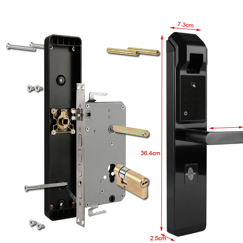 RAYKUBE электронный дверной замок с отпечатком пальца домашний Противоугонный замок проверка отпечатков пальцев интеллектуальный замок с паролем RFID R-FZ3