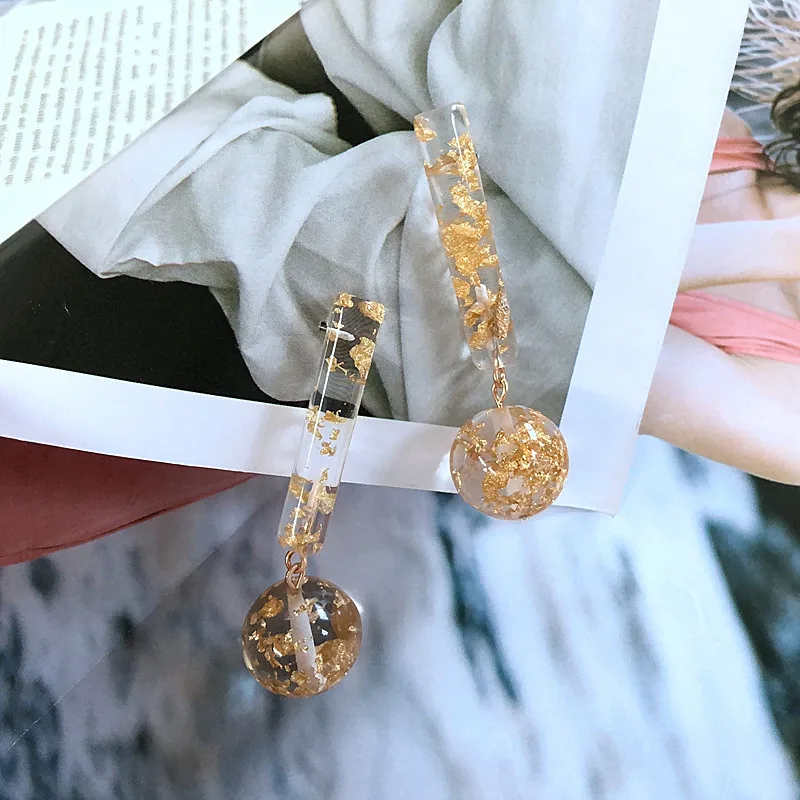 Милый дизайн золото серебро блеск смолы бисер шпилька серьга ювелирные изделия для женщин - Окраска металла: gold