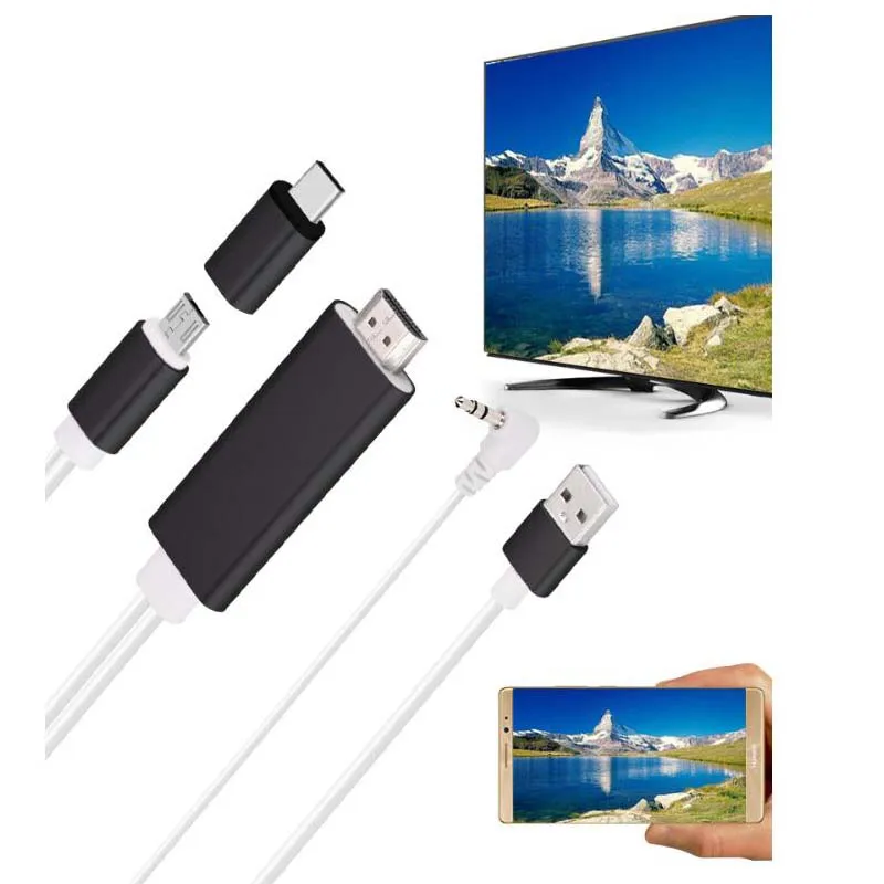 1,8 m 1080 P 2 в 1 Micro USB C type C в HDMI конвертер цифровой av-кабель зеркальный экран ТВ-Стик Android HD tv адаптер