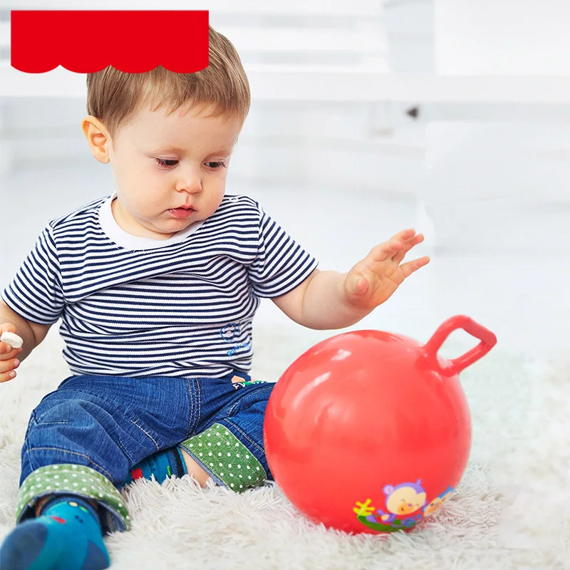 Red with handle 10 шт./партия, надувной прыгающий шар, Спортивная игрушка и помпа с шариками, разноцветные Мультяшные животные, обучающая игрушка для детских шариковых игрушек - Цвет: Red with handle