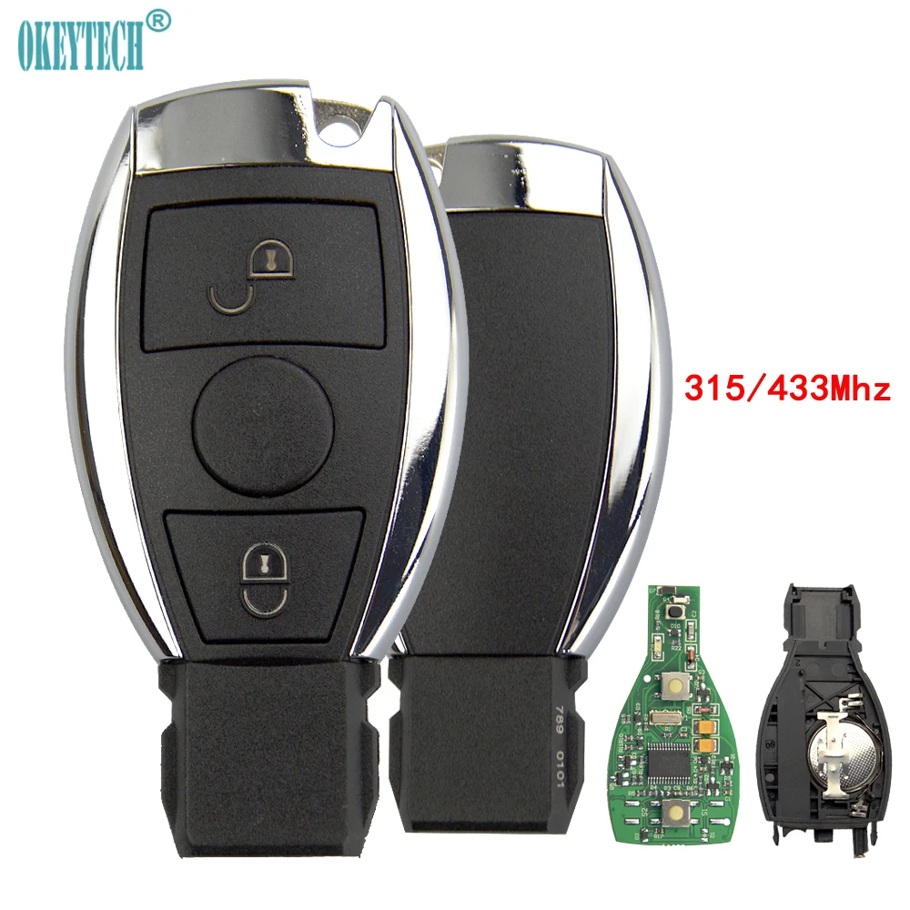 Okeytech smart для Mercedes Benz 2000+ Rplacement 2 кнопки 315/433 мГц Авто Дистанционное управление Ключи и аварийный ключ вставьте лезвие