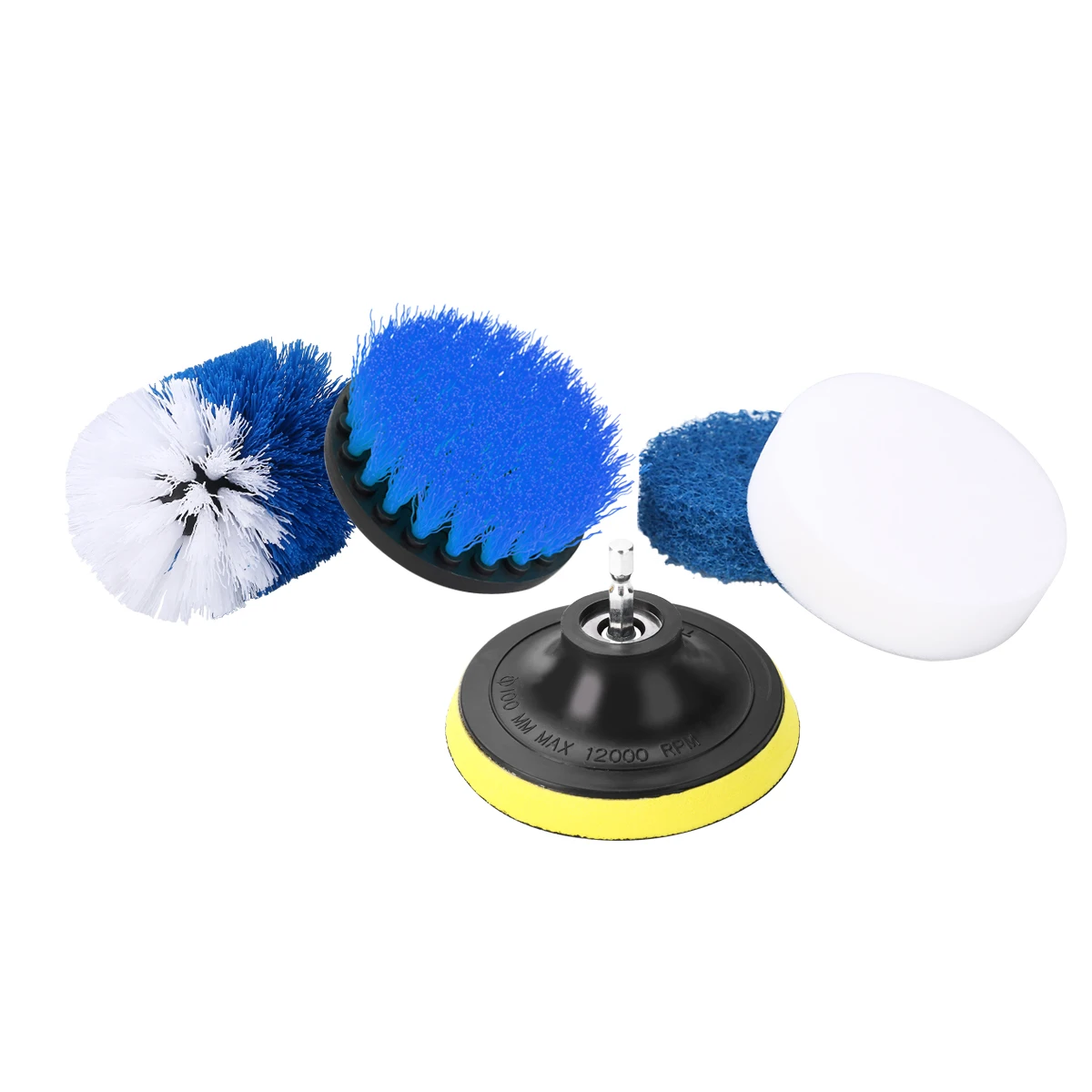 

4pcs 4" Electric Drill Brushes Head Polishing Pads Set Soft Sponge Medium Scrubber Round Ball Brush Cleaning Tool Cleaner