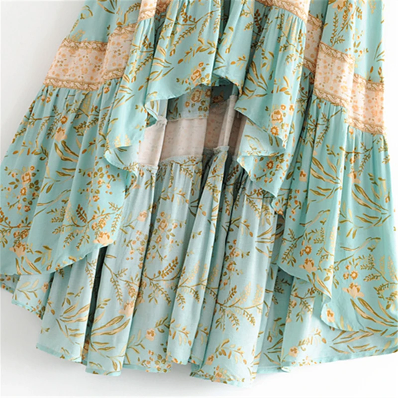Женские юбки, новинка, Boho Chic Vestido, цветочный принт, эластичная талия, асимметричная, высокая, низкая юбка для женщин, летняя, винтажная, Mujer