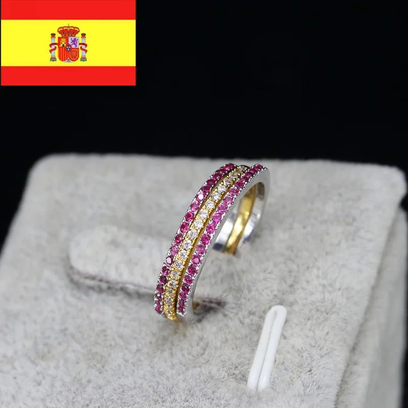 style 6 CWWZircons Брендовое модное обручальное кольцо из 3 предметов, разноцветный набор, круглые красные, зеленые, синие кольца с кубическим цирконием для женщин R016 - Цвет основного камня: style 6