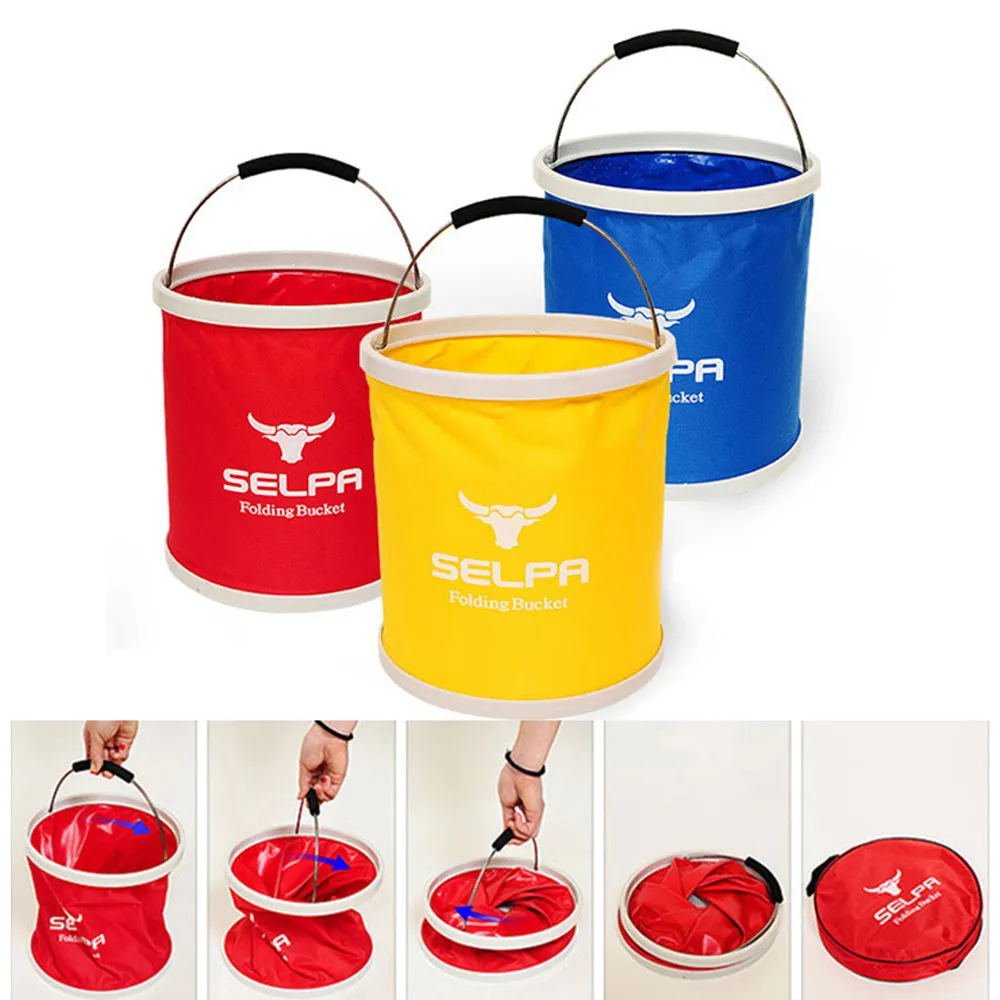  Outdoor Folding Bucket Camping Bucket Environmental Friendly Portable Folding Barrel 11L Travel Hiking Sport #3S27 (5)