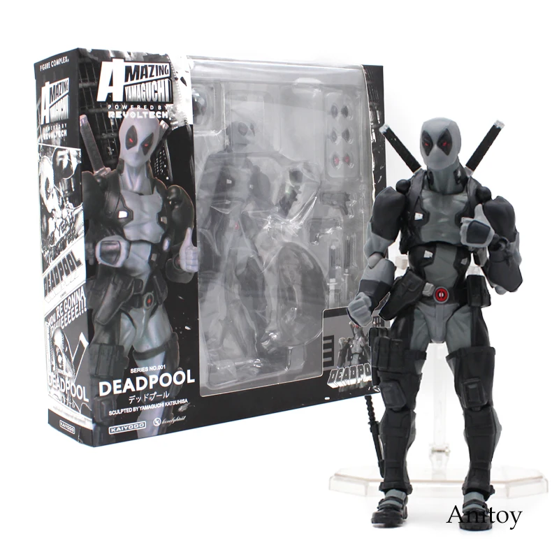 Revoltech Серия № 001 Deadpool серый цвет Ver. ПВХ фигурку Коллекционная модель игрушки 15 см