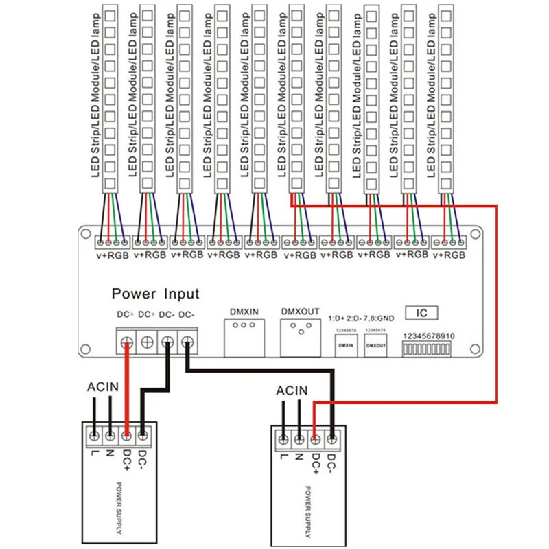 Jiguoor 30 канала DMX 512 RGB Светодиодные полосы контроллер dmx-декодер диммер драйвер dc9v-24v для Светодиодное освещение