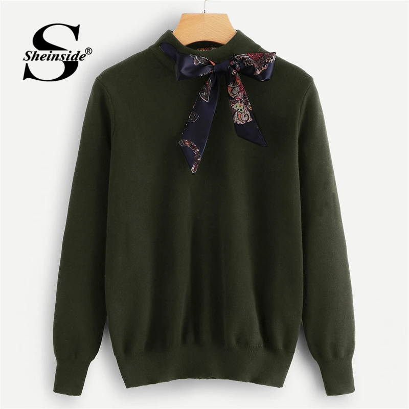 

Sheinside Army Green Turtleneck Solid Knitted Sweater Woman Knitwear Jumper Fall Winter Tops For Women Sweaters And Pullovers