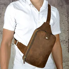 Новые мужские сумки на грудь из воловьей кожи Crazy Horse высокого качества, винтажная сумка через плечо, мужской рюкзак на бретельках