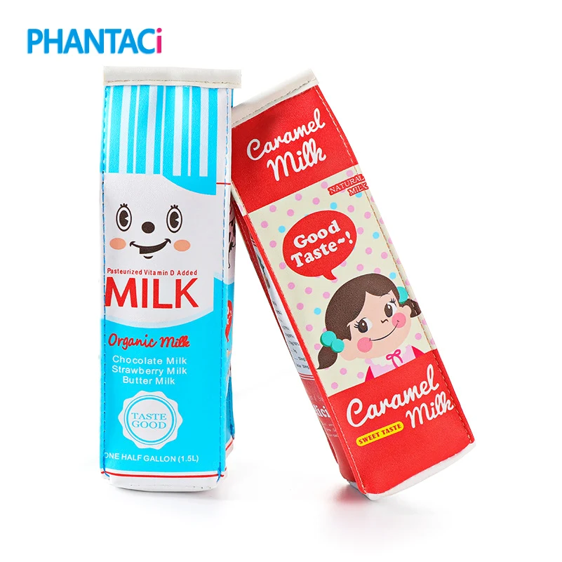 

Novelty Simulation Milk Box PU Leather Pencil Case Cute Creative Kid Students Stationery Storage Organizer Bag School Supplies