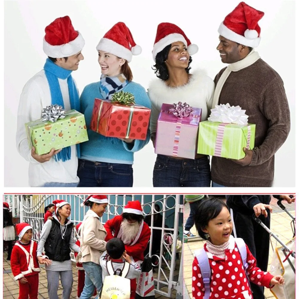 

1 pc 2017 Super Deal Christmas Caps Thick Ultra Soft Plush Santa Claus Holidays Fancy Dress Hats Fashionable Design Cap For Holi