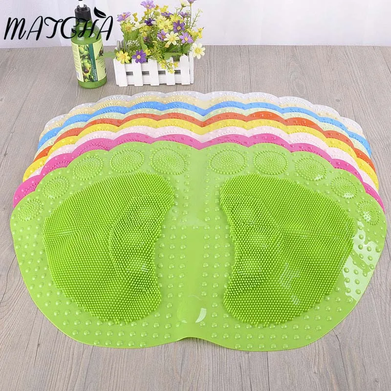 Matcha Store PVC Foot Shape Anti Slip Mat With Suction Cups Bubble Pad