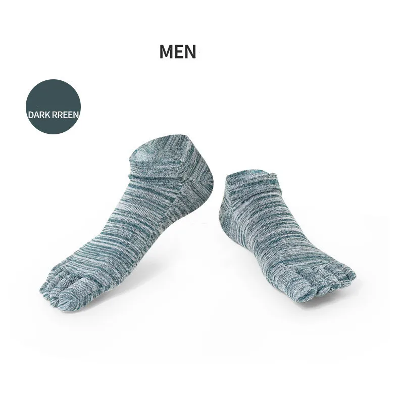 Пять носком Дышащие носки палец хлопковые низкие носки Для мужчин линий Спорт Пот Женский пара любитель Лидер продаж женские ботильоны пальцев носки - Цвет: Men Green