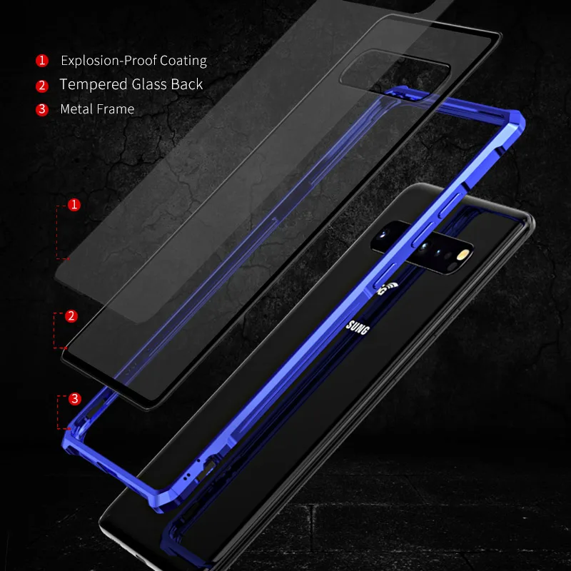 Для Samsung Galaxy S10 5G бампер Алюминиевый металлический каркас с прозрачным закаленным