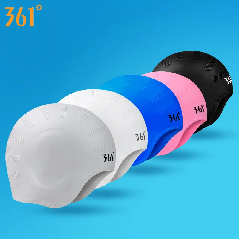 

361 Unisex Professional Waterproof Swimming Cap Long Hair Ear Protector Silicone Men and Women Swim Cap Sports Training Pool Hat