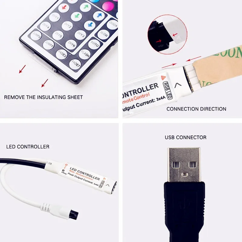 Водонепроницаемая светодиодная RGB ленсветильник 5050SMD 2 м 120 5 в постоянного тока USB