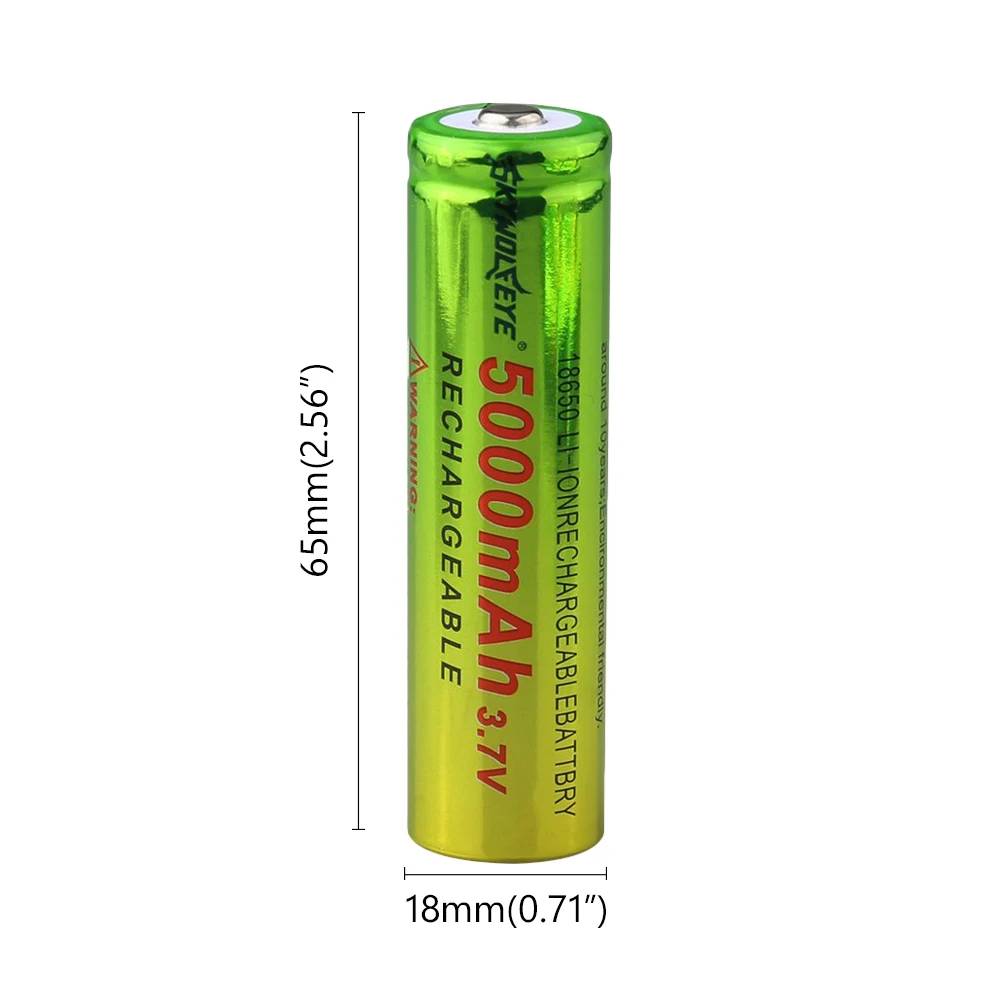 1/2/4/6/8 шт. зеленый+ желтый Li-Ion 18650 5000 мА/ч, Перезаряжаемые батареи 3,7 V 18650 литий ионный Батарея клетки Замена