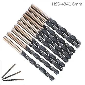 

10pcs 6mm High-speed Steel Bit with Straight Shank Twist and Containing cobalt Head for Bench Drill / Hand Drill tools