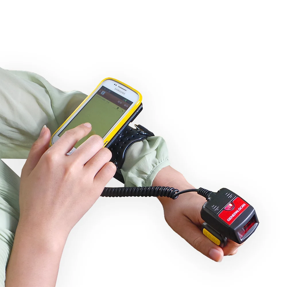  Wearable Finger Ring Barcode Scanner with Display Handheld support Smartphone Android/IOS/win. Gene