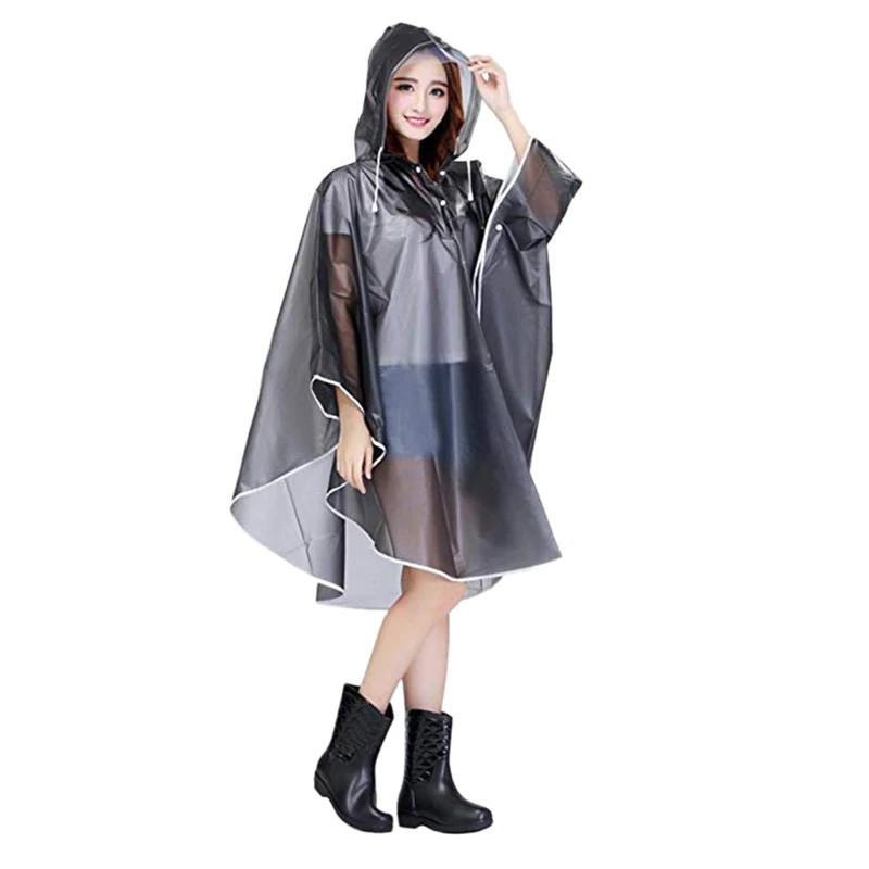 

HOT SALE Hooded Raincoat Women Reusable Rain Poncho Rain Coat Jacket Packable Long Rainwear
