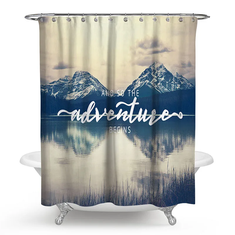 

Modern Polyester Shower Curtain 3D Painted Mountain Forest Shower Curtain Bath Screens Scenery Waterproof Bathroom Curtain 180cm