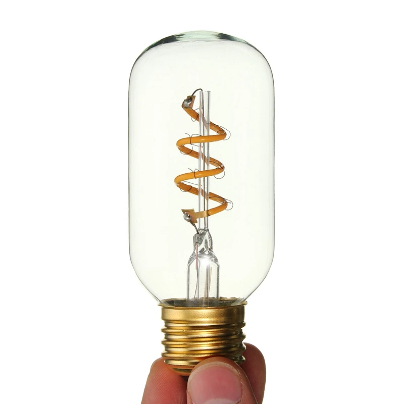 Винтажная лампа Эдисона, светодиодный светильник E27 4 Вт, затемненная промышленная Лампа накаливания светодиодная Ретро стеклянная Праздничная лампа, декоративная люстра, освещение - Цвет: T45