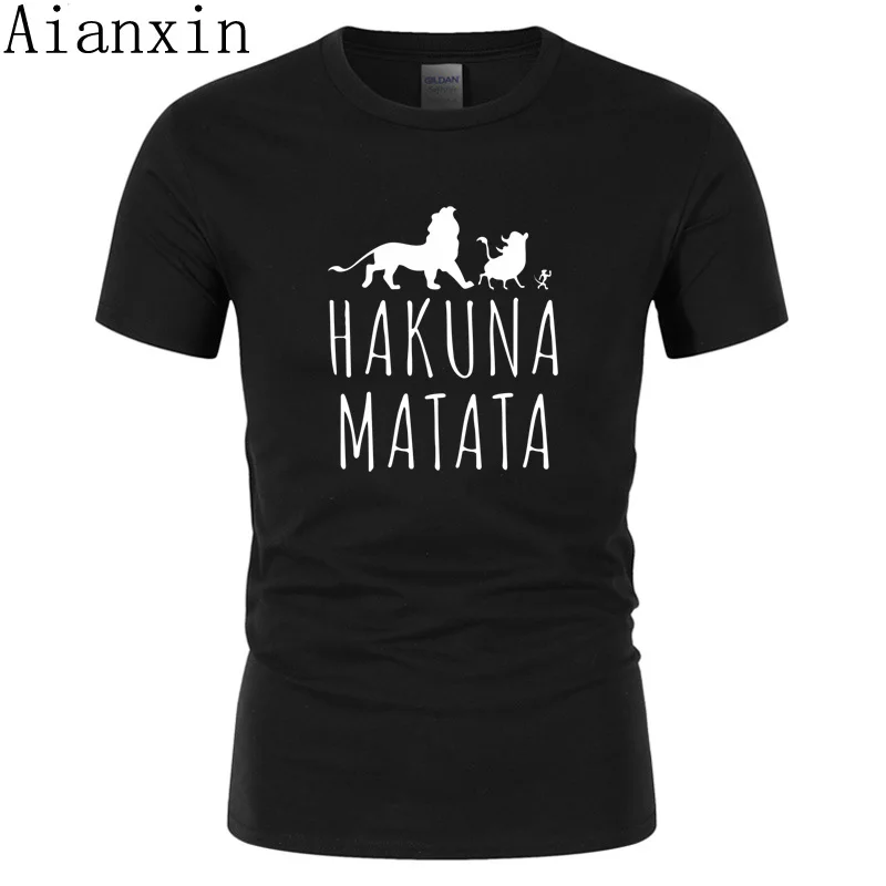

2019 Summer White Black T-Shirts HAKUNA MATATA Men's Big Size T Shirts Short Sleeve Fitness Fashion Tops Tees Male Clothing