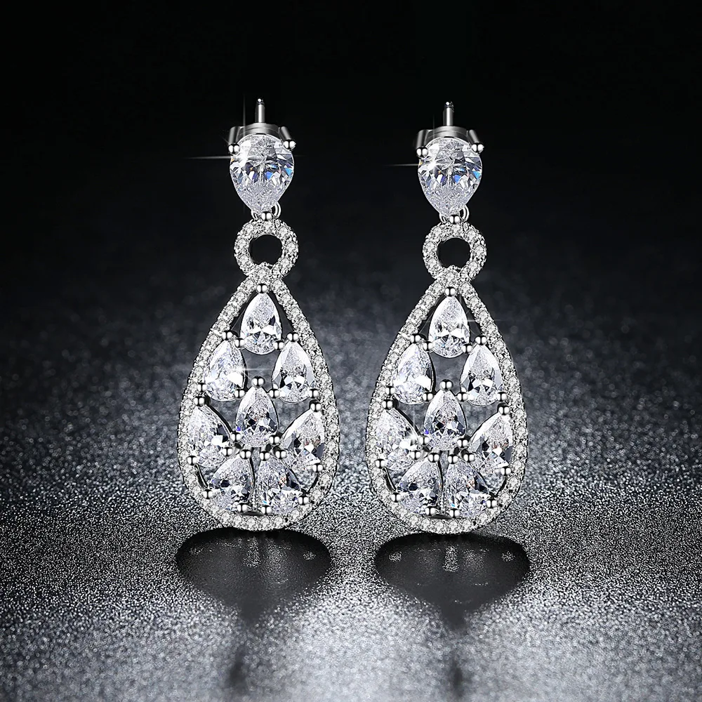 Новые серьги слезы ангелов Серьги Silver Crystal Clear Цвет капли воды для Для женщин
