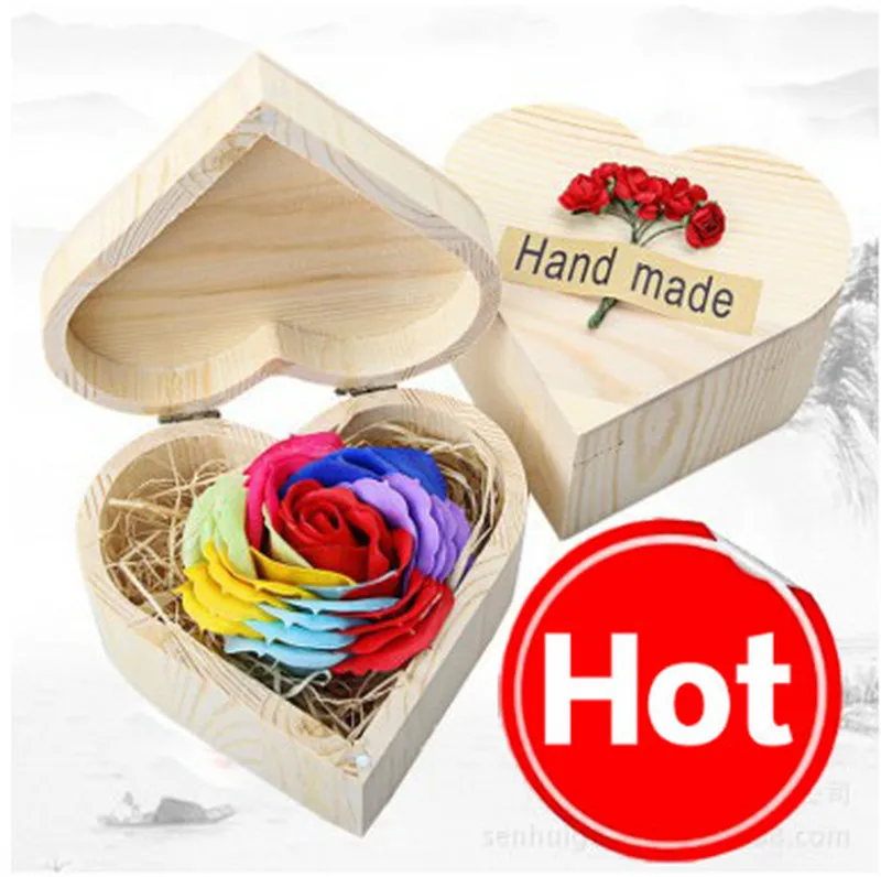 

New Arrive Storage Boxes Heart Shape Wood Box Jewelry Box Wedding Gift Home Storage Bin Earrings Ring Box