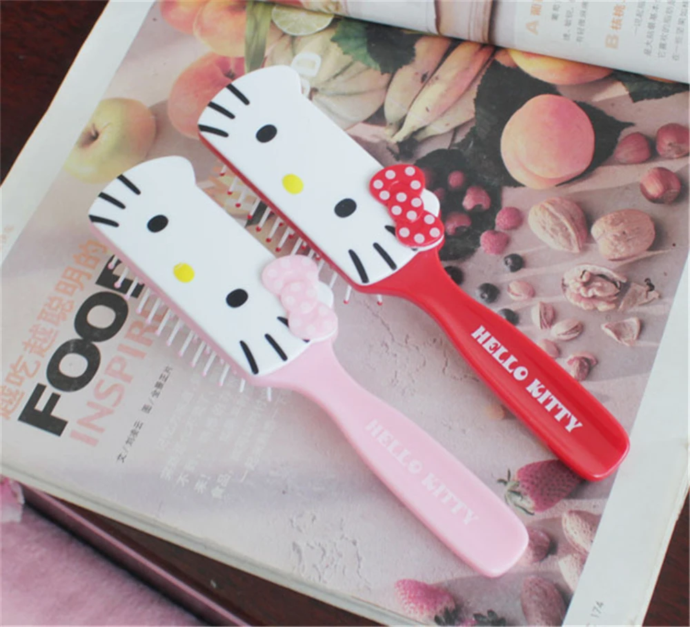 

Hello Kitty Kid Hair Brush Comb Anti Static Air Cell Red Pink Portable Hairbrush Cartoon Massage Tool Cute Q Version Anti-static