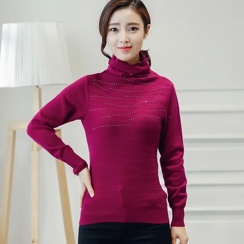adohon 2018 womens winter Cashmere sweaters and auntmun women knitted Pullovers Turtleneck High Quality Warm Female Solid