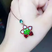 Естественный диопсид кулон 925 стерлингового серебра Подвеска В Форме Натурального граната ожерелье модные элегантные милые звезды женские ювелирные изделия