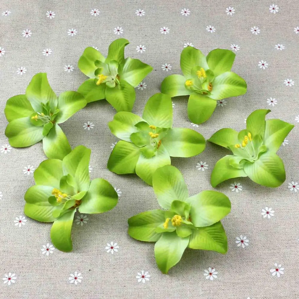 Green Artificial Flower Heads Bulk Flowers Silk Carter orchid 20 Heads For Home Decor Corsage Flowers Cake Topper