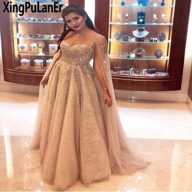 2018 Custom Made Long Luxury Crystal Beaded Dubai Prom Dresses