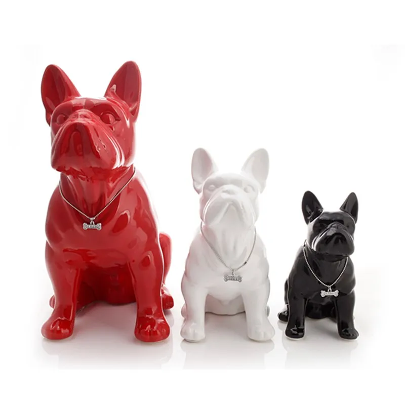 Ceramic French Bulldog Dog Statue Home Decor Crafts Objects Ornament Porcelain Animal Figurine Garden Decoration L3409 Figurines Miniatures Aliexpress