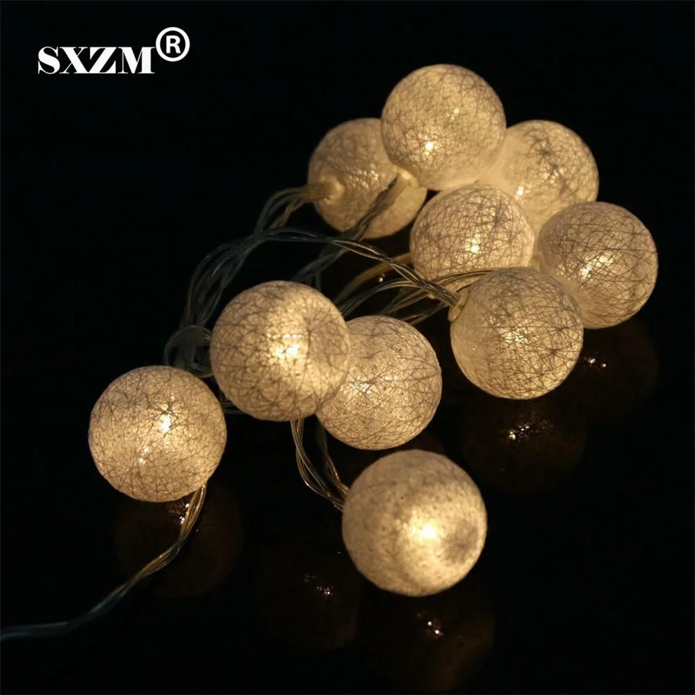 SXZM 1.3Meter 10 LED Cotton Ball led string light battery operated