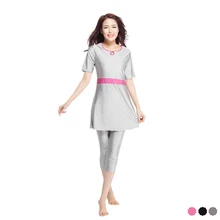 Скромный купальный костюм мусульманские купальники для женщин размера плюс скромные короткие рукава Исламский купальник пляжная одежда бикини