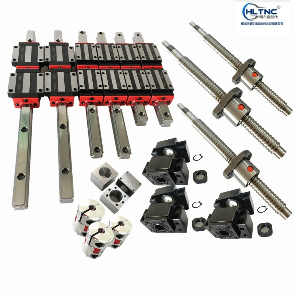 

6 sets linear guide rail HGR20- 300/800/1100mm + ballscrew SFU1605- 300/800/1100mm + BK/BF12 + Nut housing