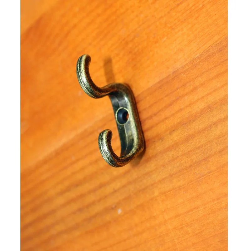 20Pcs 34*21mm,Bronze Key Mini Hangers,Antique Style Alloy S Hook Decorative Furniture Wood Board Mounted Robe Hooks