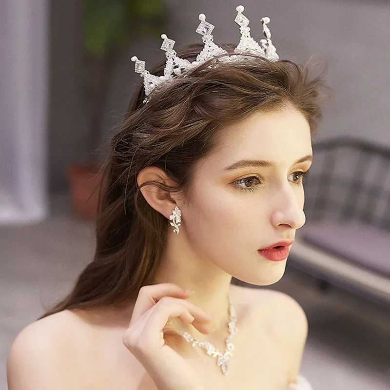 Fashion Korean Wedding Jewelry Set Rhinestone Necklace Earrings