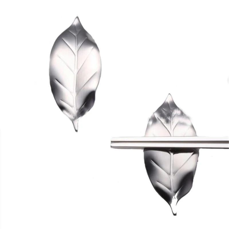 1pc Stainless Steel Leaf Shape Chopstick Rest Rack Chopsticks Holder