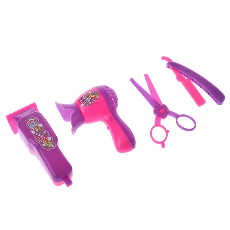 

4 Pcs/set Salon Hair Care Barber Eyebrow Razor Dryer Scissors For Dolls Women High Quality New