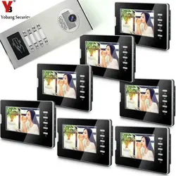 Yobang безопасности 7 дюймов монитор видео телефон двери домофон водонепроницаемый металлический открытый RFID дверной звонок 1 камера 8 монитор